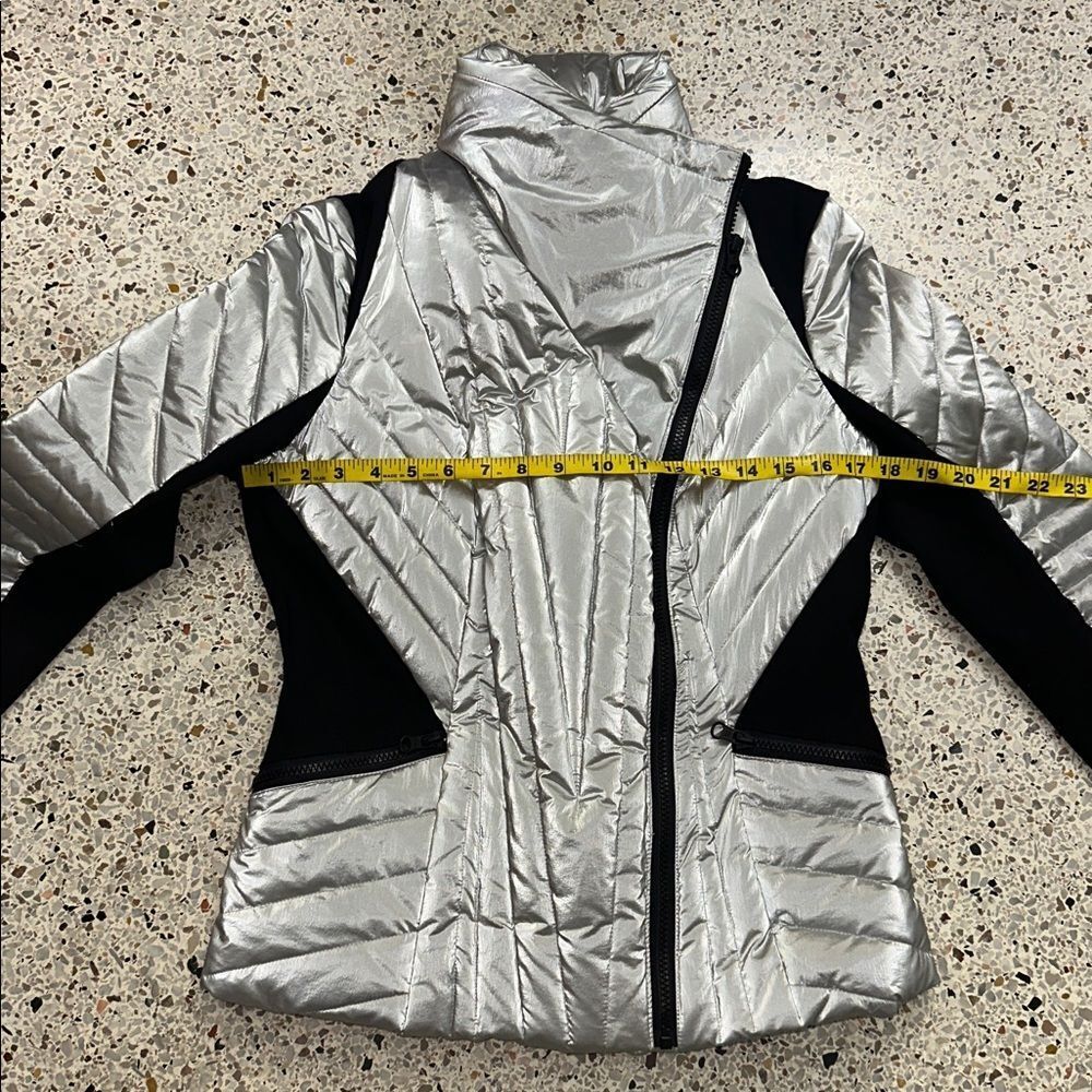 Blanc Noir silver metallic black snow puffer coat jacket m medium apre ski - Picture 4 of 9